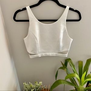 white cropped tank top with the sides cut out!
